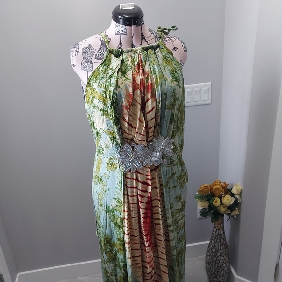 African adire silk caftan,Adire top and leggings - Picture 8 of 17